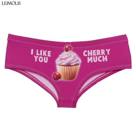 Leimolis Cake Fruit Letters Purple Funny Print Sexy Hot Panties Kawaii