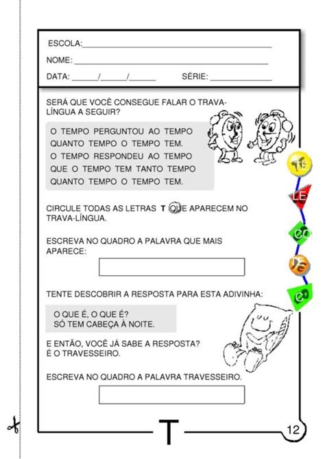 Atividades De Alfabetiza O Com A Letra T S Escola