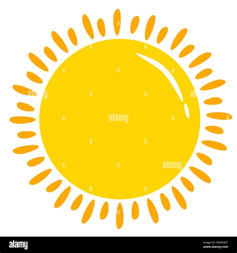 Illustration Of A Big Beautiful Yellow Sun Cartoon Style And Isolated White Background Stock