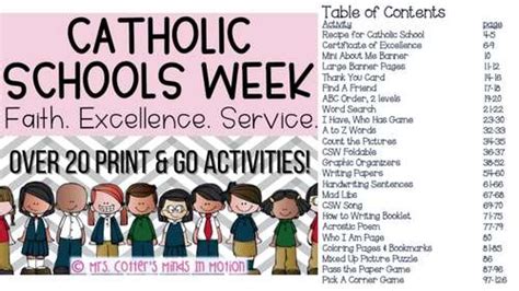 Catholic Schools Week Activities 3 And Csw Bulletin Board Bundle Tpt