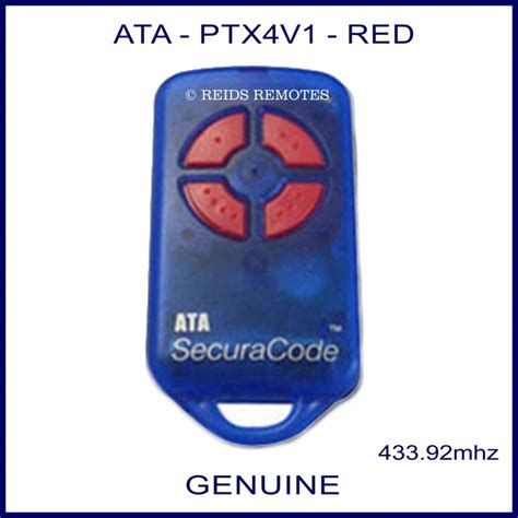 Ata Ptx4v1 Blue Garage Door Remote Control With 4 Red Buttons