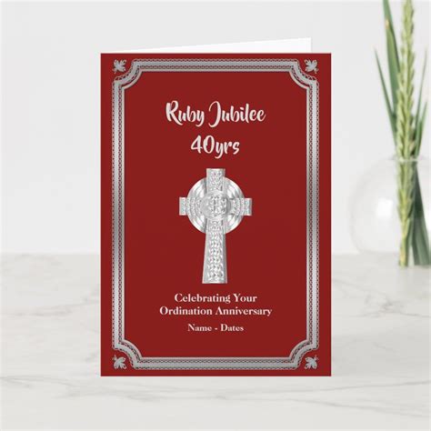 Ruby Jubilee Ordination Anniversary Priest 40th Card Zazzle Ruby