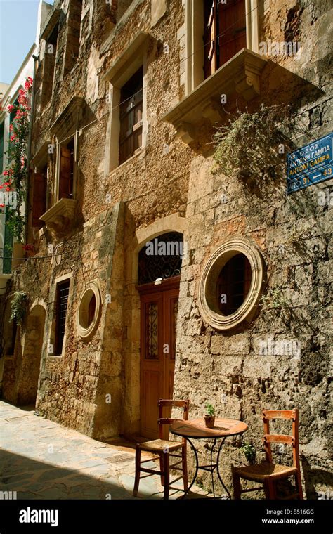 Greece Crete Chania Street In Old Town Stock Photo Alamy