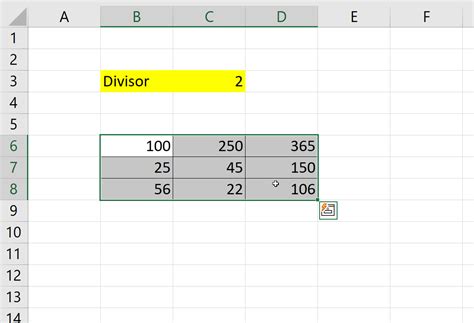 How To Divide A Range Of Cells By A Number In Excel Sheetaki