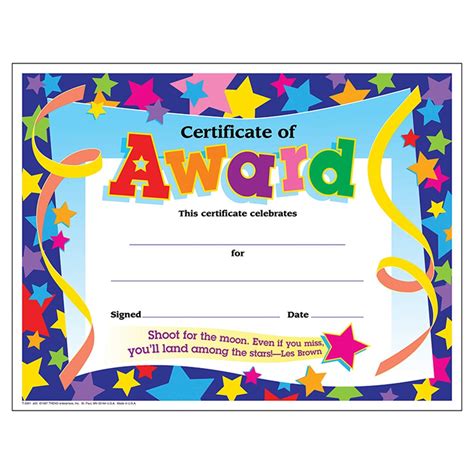 Certificate Of Award Colorful Classics Certificates 30 Ct T 2951