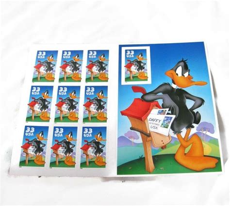 1999 Looney Tunes Daffy Duck Pane Of 9 33 Cents Stamps And 1 33