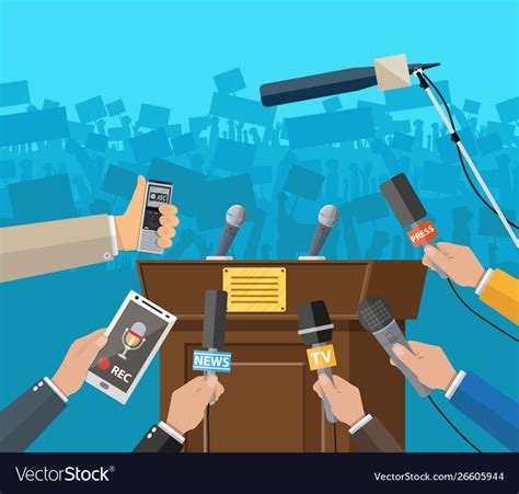 Press Conference Concept News Media Journalism Vector Image