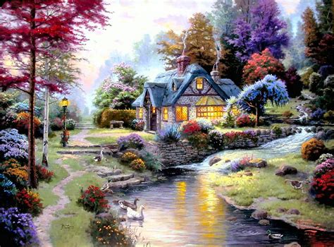 Stillwater Cottage Peaceful Cottages I By Thomas Kinkade X Signed And Numbered S N Limited