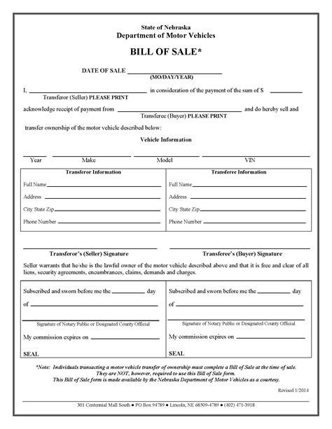 Free Motor Vehicle Dmv Bill Of Sale Form Word Pdf Eforms Standard