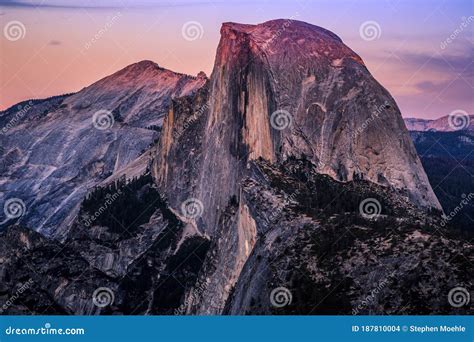 Twilight On Half Dome Yosemite National Park California Stock Photo