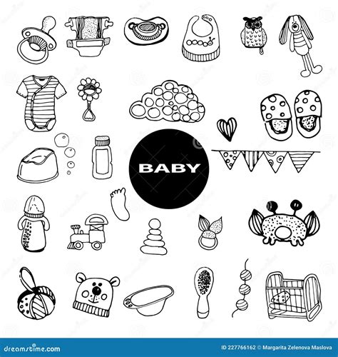 A Set Of Cute Doodles On The Theme Of Little Baby Stock Vector