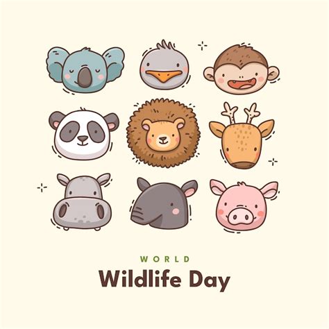 Free Vector Hand Drawn World Wildlife Day Illustration