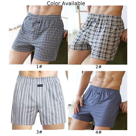 Men S Trendy Plaid Boxer Shorts Loose Fit Cotton Underwear With Wide Leg EBay