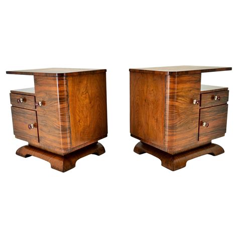 Pair Of English Art Deco European Birch Bedside Or Sofa Tables At 1stdibs