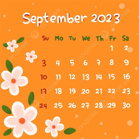 September 2023 Calendar In Warm Yellow Color With Flowers Template