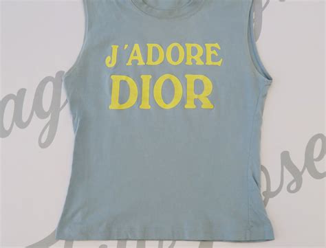 Christian Dior Blue And Yellow Jadore Dior Logo Print Sleeveless Tank