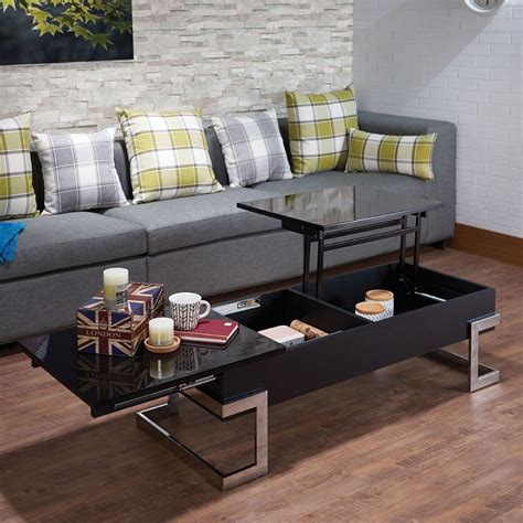 Made of manufactured wood, faux marble and gold metal, it ensures sturdy construction and steady support. Calnan Lift Top Coffee Table (Black) by Acme Furniture ...