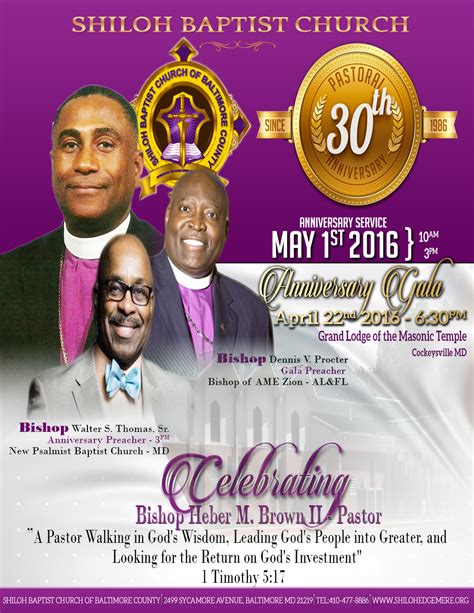 Pastors 30th Anniversary Shiloh Baptist Church Of Baltimore County