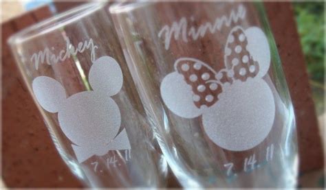 Champagne Flutes Mickey And Minnie Wedding Mickey Theme Engraved