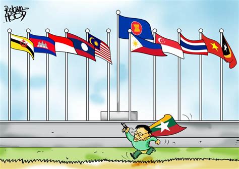 Myanmar Junta In Asean Cartoon Movement
