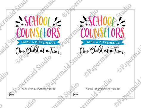 Printable School Counselor Thank You Card Teacher Etsy
