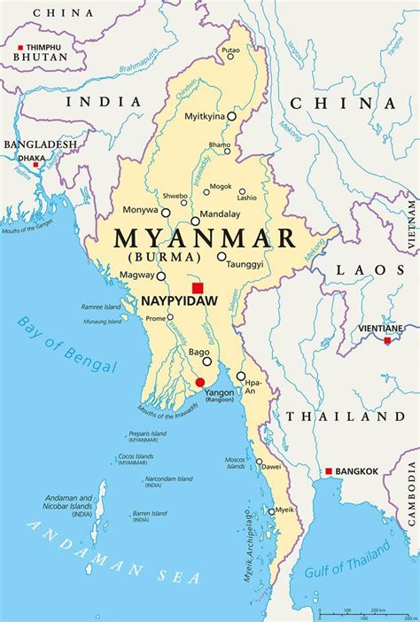 Birmânia Mapa Do País Mianmar Mapa Do País Sudeste Da Ásia Ásia