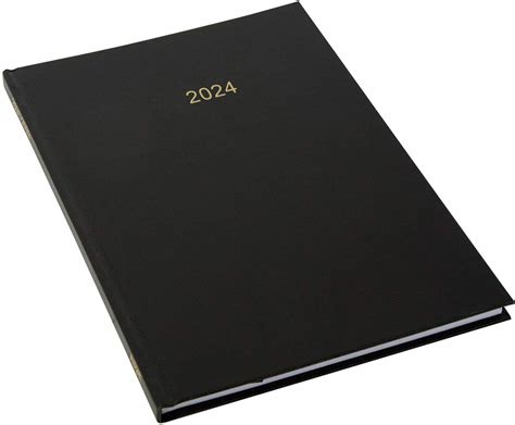 2024 A5 Page A Day Diary Black Design Evelay