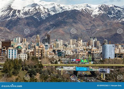 Tehran North Alborz Mountains In Spring With Snow At The Top Iran