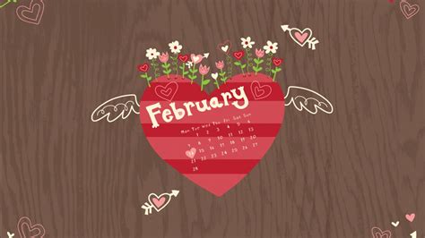 February Heart Calendar Brown Background Hd February Wallpapers Hd