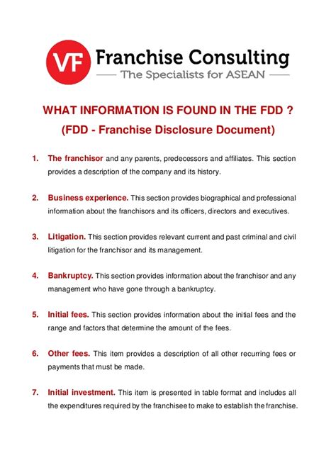 Contact information for the over 20. The INFORMATION is found in the FDD (Franchise Disclosure ...