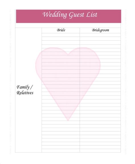 Since its a big event and requires accurate planning & budgeting, so you. Wedding Guest List Template - 9+ Free Word, Excel, PDF ...