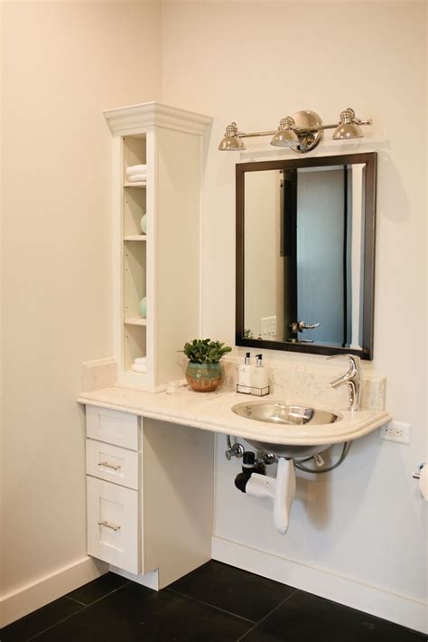 The bathroom doors can open both to the outside or inside. vanity | Handicap bathroom, Trendy bathroom designs, Ada ...