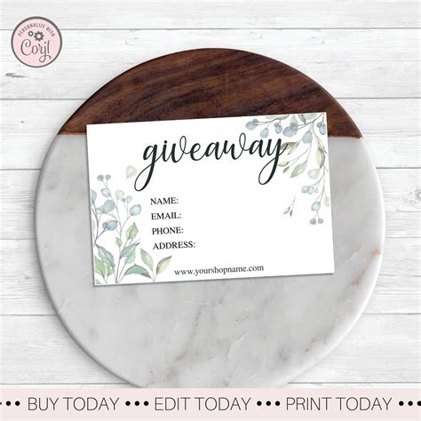 Editable Floral Giveaway Template Custom Promotional Giveaway Etsy