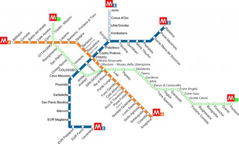Rome Italy Metro Map Map Vector