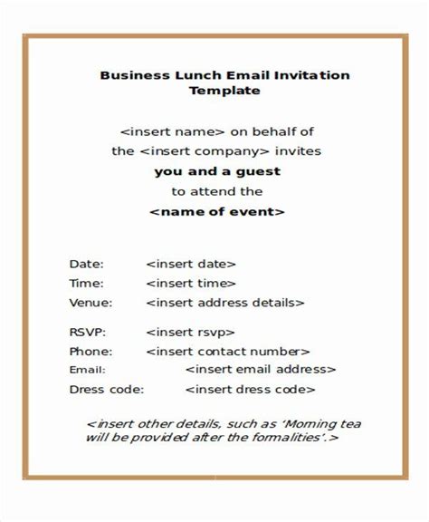 Business Dinner Invitation Template Beautiful 9 Business E Mail