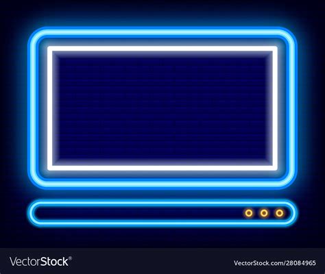 Personal Computer Shining Pc Neon Icon Device Vector Image