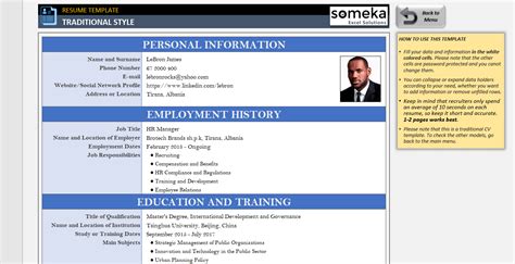 Excel Resume Template Free