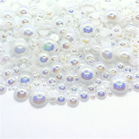 Pearl White Flatback Half Round Faux Pearl Resins Mixed Sizes Etsy