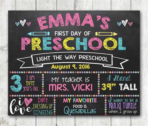 First Day Of Preschool Sign First Day Chalkboard Editable School Sign
