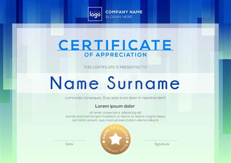 Certificate Template With Oval Shape On Blue Background Certificate Of