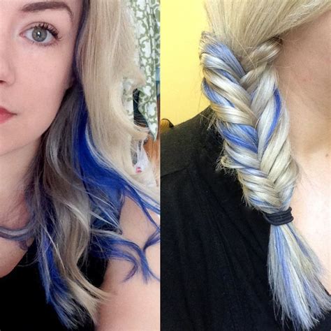 How To Get Blue Lowlights At Home Thefashionspot Blonde And Blue