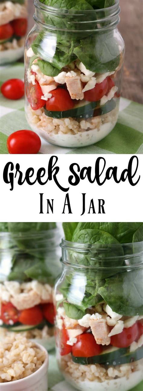 Jar salads are so handy for potlucks because they are individually packaged so no sharing required from a big bowl. Greek Salad In A Jar Makes Lunch Meal Prep Easy - Easy ...