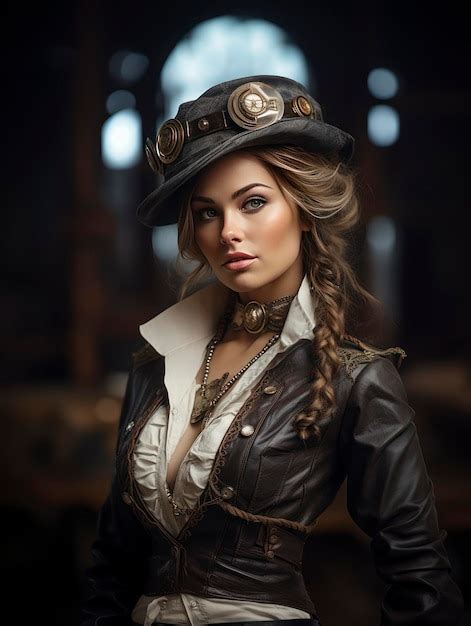 Premium AI Image Beautiful Steampunk Woman Model Posing