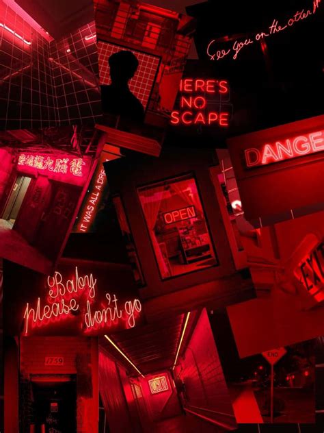 Download Black Red Neon Various Signs Wallpaper