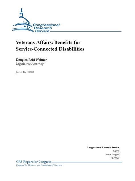 Crs Report Rl33323 Veterans Affairs Benefits For Service Connected