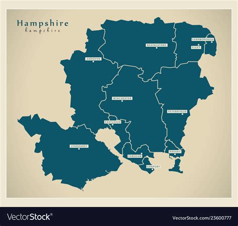 Modern Map Hampshire County With Districts Uk Vector Image