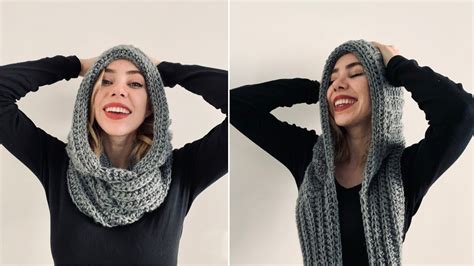 hooded scarf free crochet pattern youtube