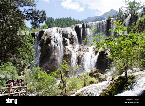 Pearl Shoal Waterfall Jiuzhaigou National Park Szechuan China Stock