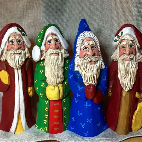 Hand Carved Wooden Santas By Elizabeth Brown Liverpool Ns Santa