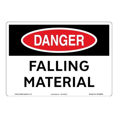 Clarion Safety Systems Osha Compliant Dangerfalling Material Safety